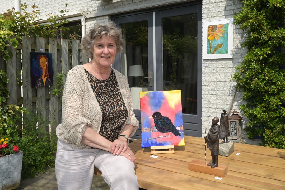 Marion Landheer, een van de organisatoren van de Kunstroute, exposeerde zelf ook.